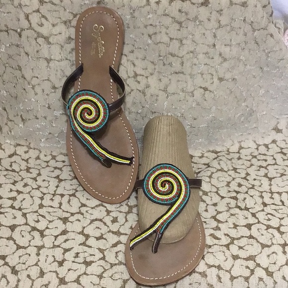 Seychelles Shoes - Seychelles Leather Beaded Slip On Sandals Sz 9